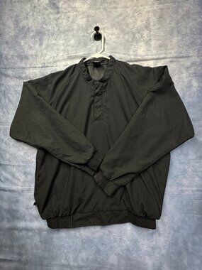 Vintage Nike Sweater Mens Black Windbreaker Rain Half Button Golfing Small